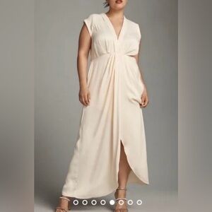 Anthropologie - Sleeveless V-Neck Twist-Front Satin Dress Size 0